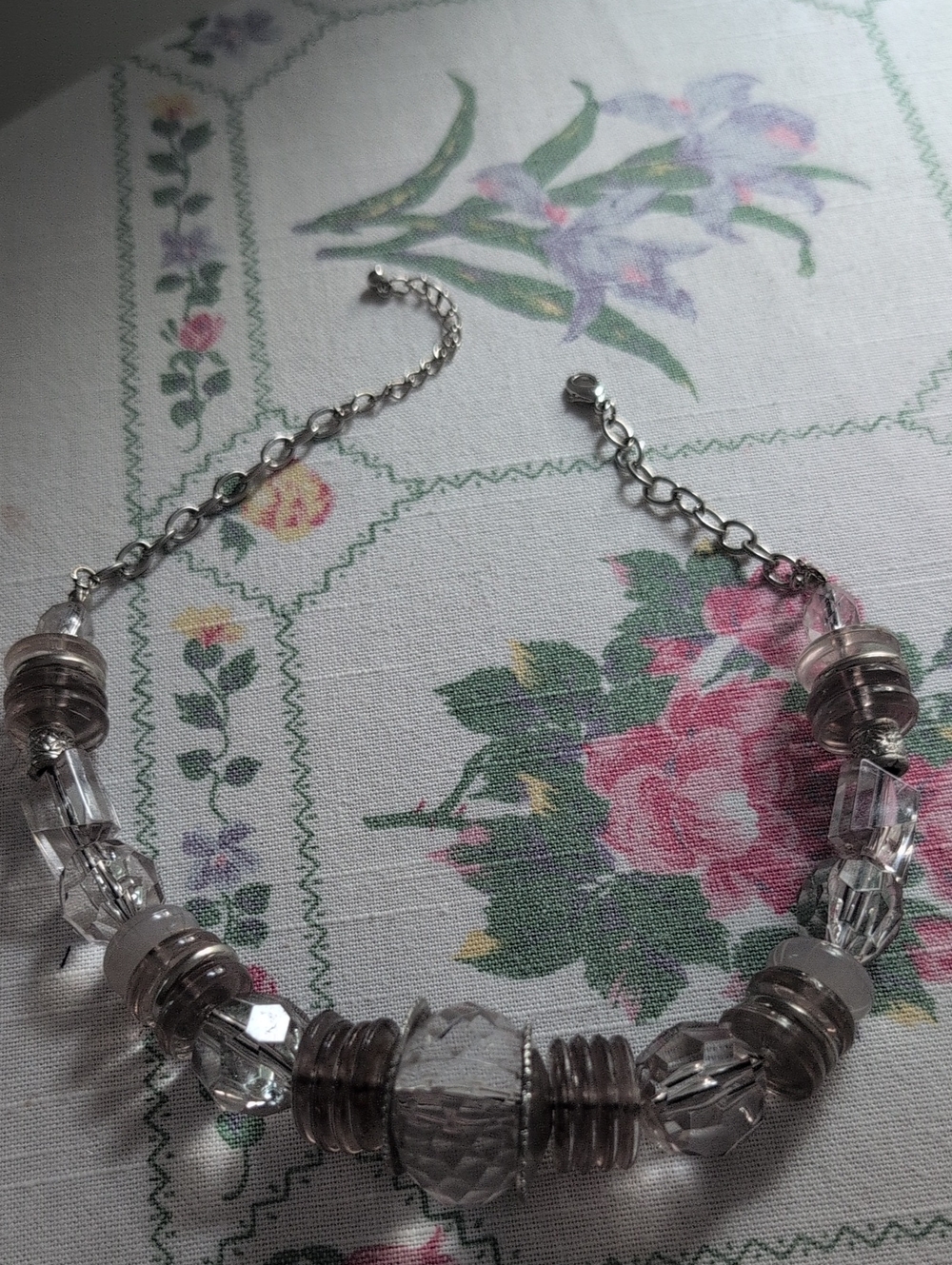 Elegant Clear Crystal Beaded Necklace  - Unbranded